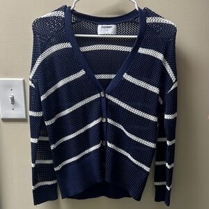 Old Navy Women's Navy and White Cardigan